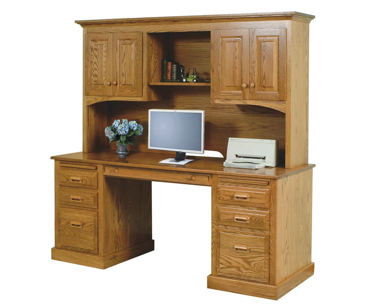 Traditional Double Pedestal Desk & Hutch
